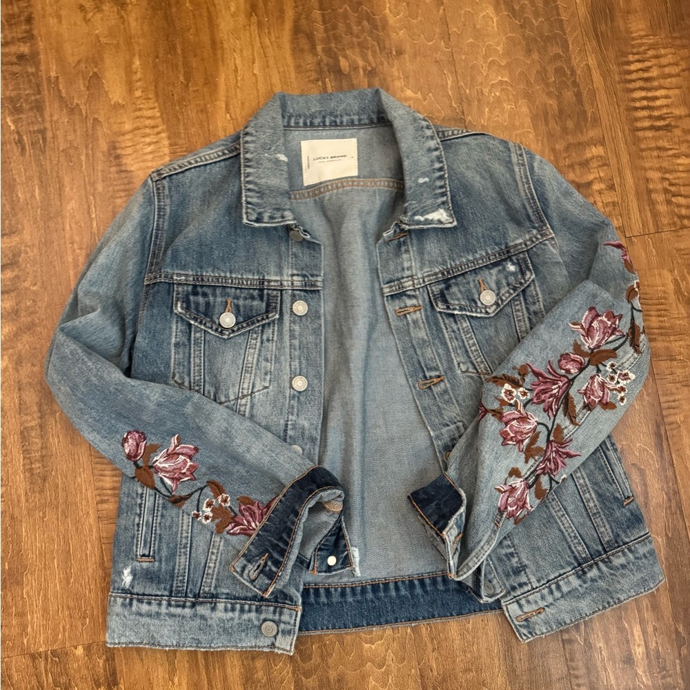 Lucky brand Embroidered Denim Jacket